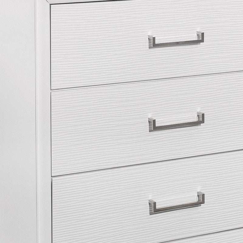 35" White Ribbed Texture Solid Wood Six Drawer Dresser