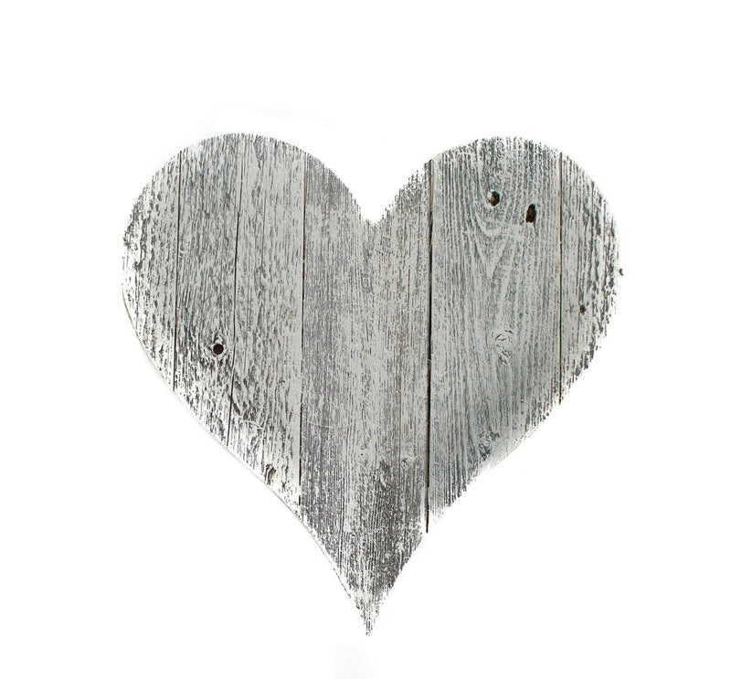 12" Whitewash Reclaimed Wood Heart Wall Decor