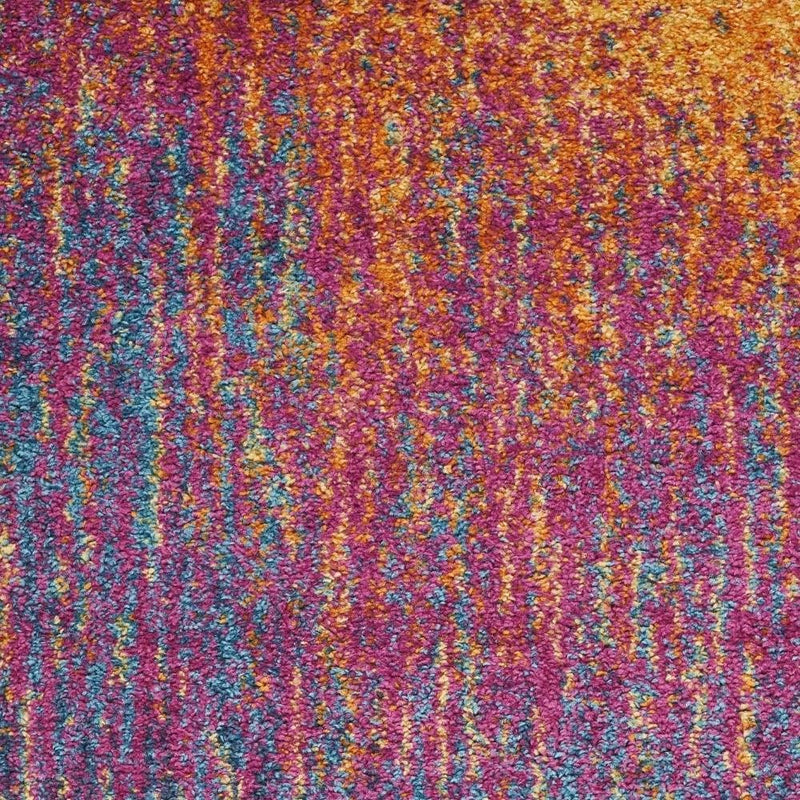 6' Blue And Orange Abstract Runner Rug