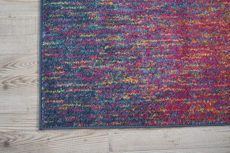 6' Blue And Orange Abstract Runner Rug