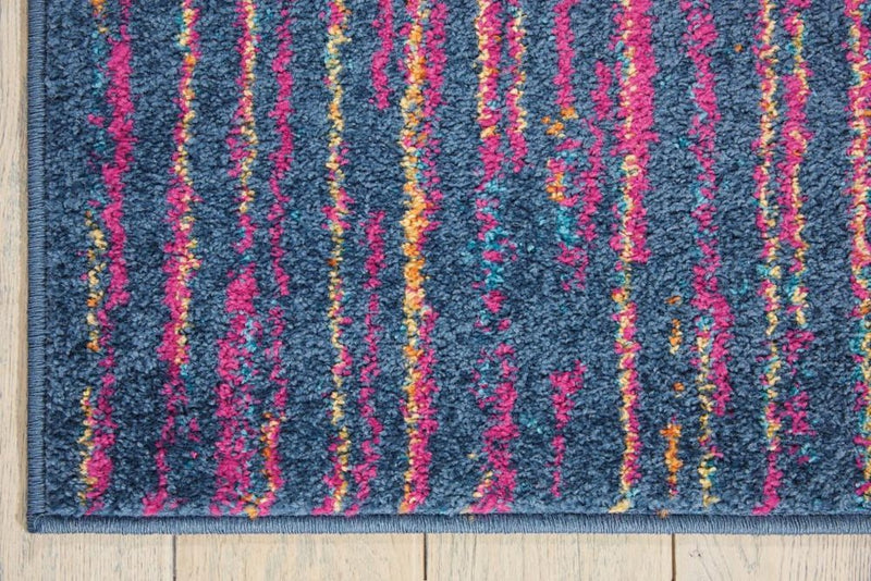 6' Blue And Orange Abstract Runner Rug