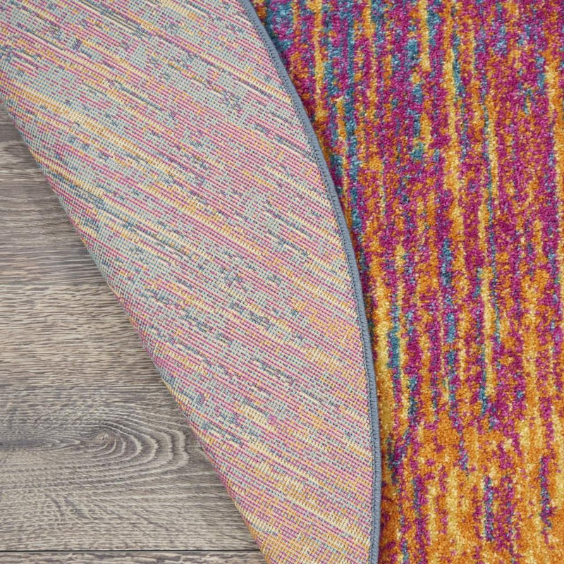 6' Blue And Orange Abstract Runner Rug