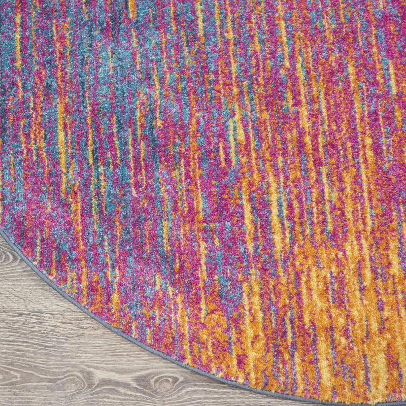 6' Blue And Orange Abstract Runner Rug