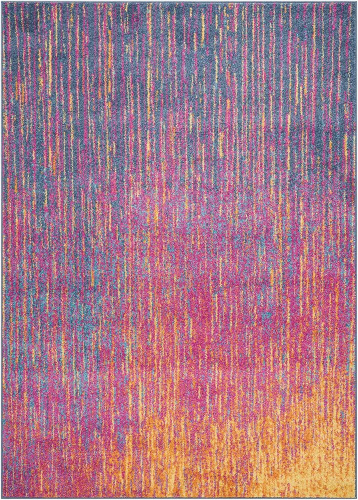 6' Blue And Orange Abstract Runner Rug