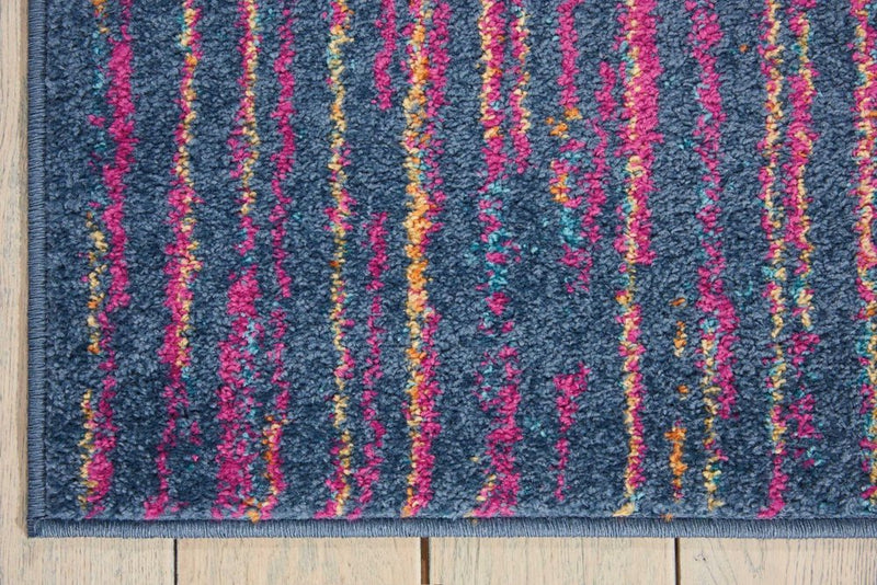 6' Blue And Orange Abstract Runner Rug