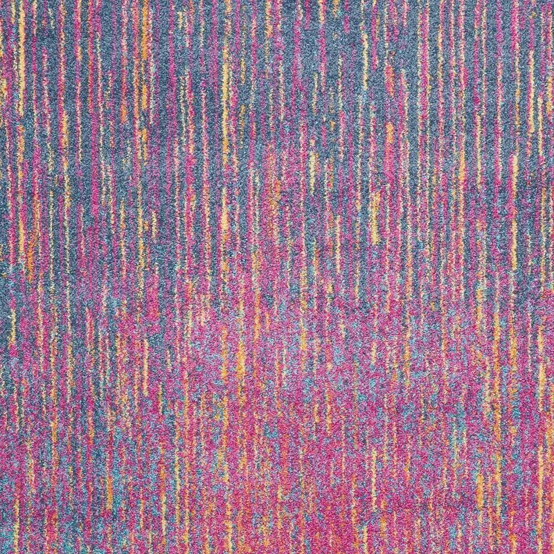6' Blue And Orange Abstract Runner Rug