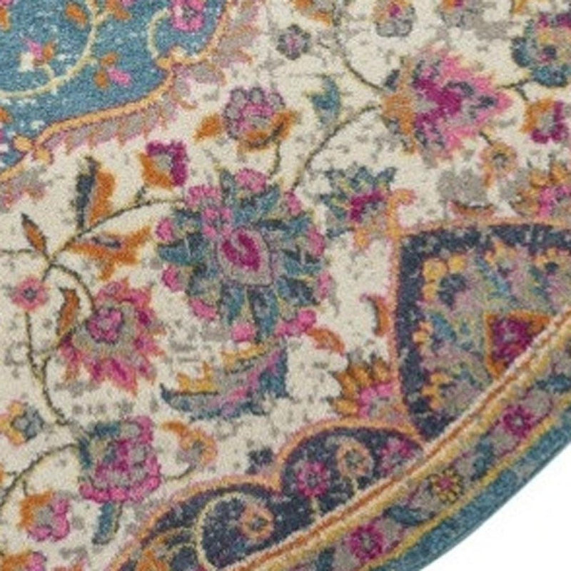 4' X 6' Ivory And Blue Medallion Area Rug