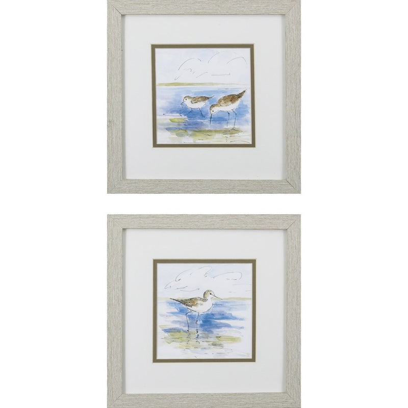 Set Of 2 Watercolor Shore Birds Framed Art