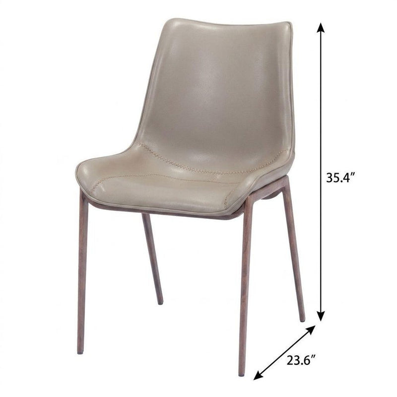 Set of Two White and Brown Upholstered Faux Leather Dining Side Chairs
