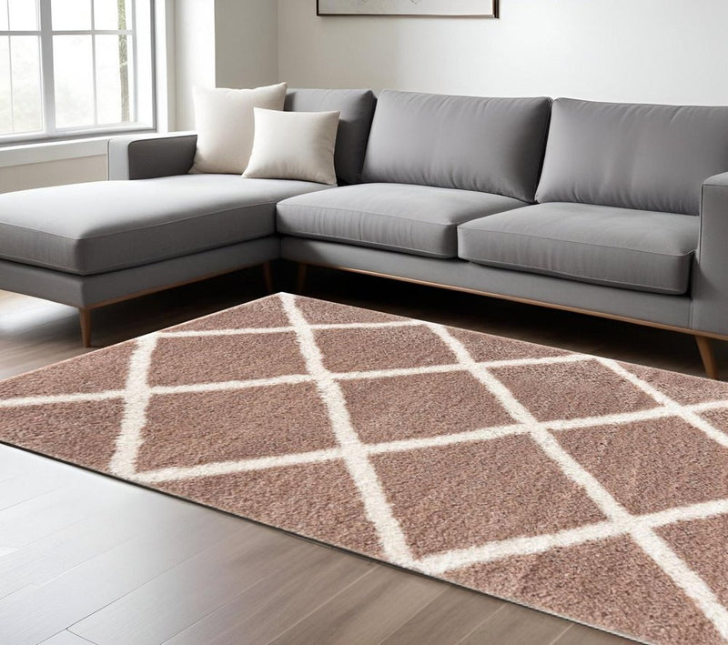 3' X 5' Beige Geometric Area Rug