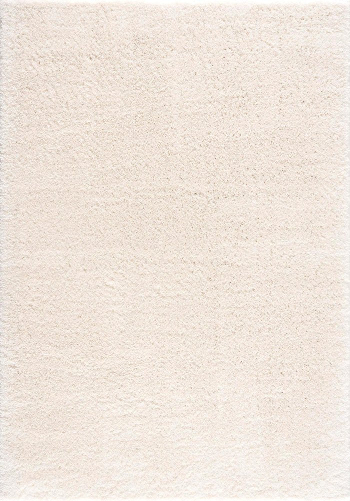 7' X 9' Ivory Modern Solid Shag Area Rug