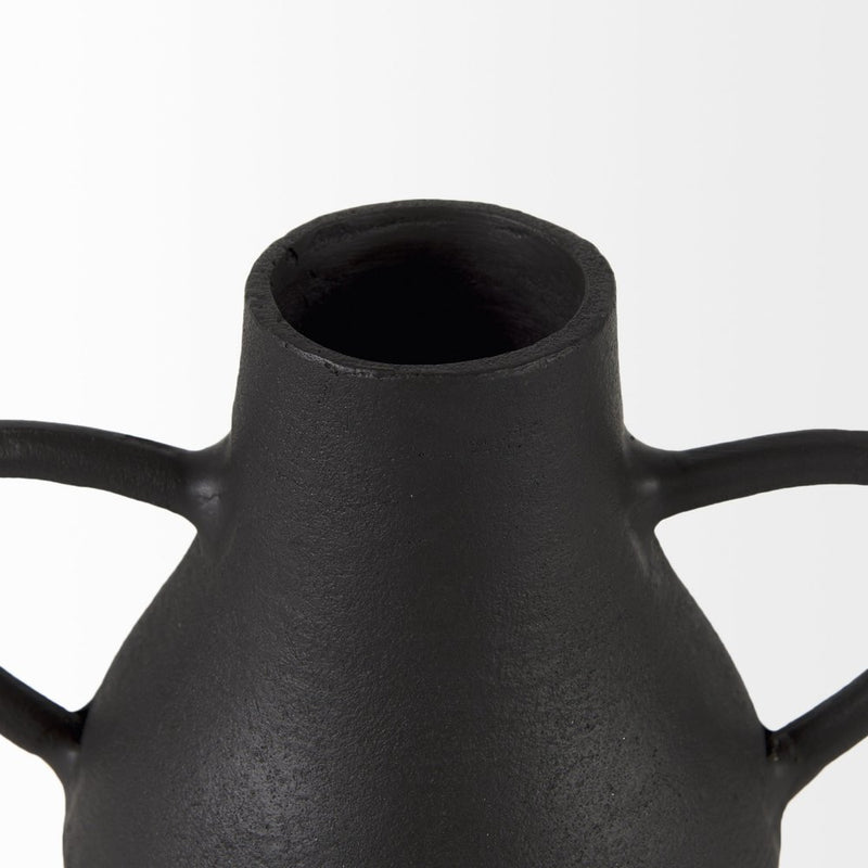 8" Black Two Handle Ceramic Jug Vase