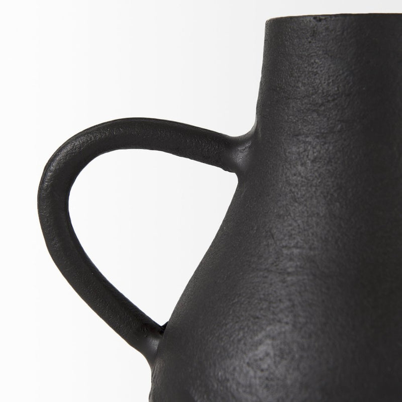 8" Black Two Handle Ceramic Jug Vase