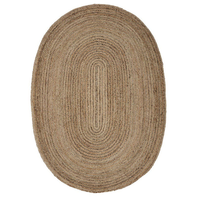 7' X 9' Natural Jute Hand Braided Oval Rug