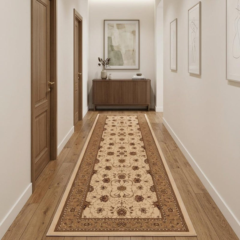 20' Beige And Ivory Oriental Runner Rug