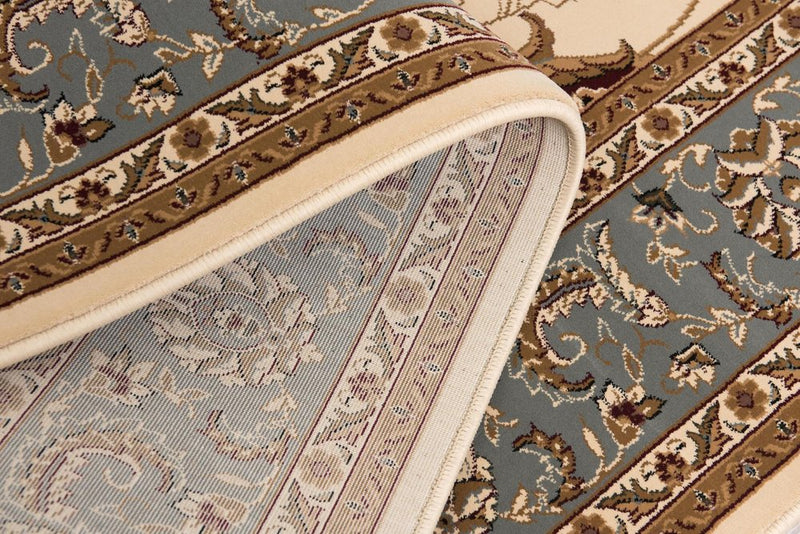 15' Blue And Ivory Oriental Runner Rug