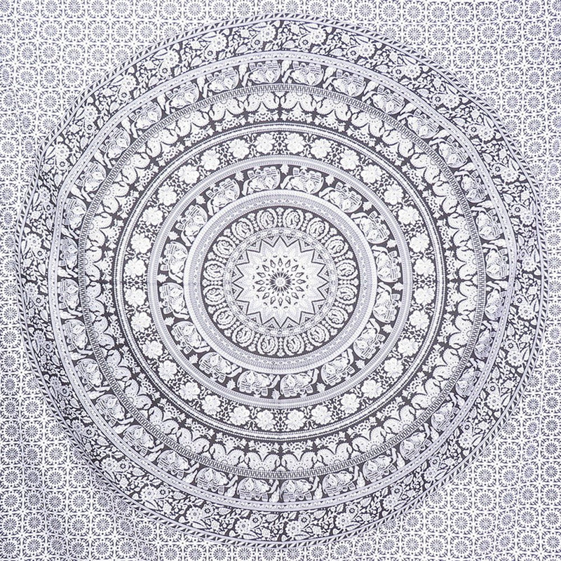 92" X 84" Black And White Mandala Cotton Hanging Tapestry