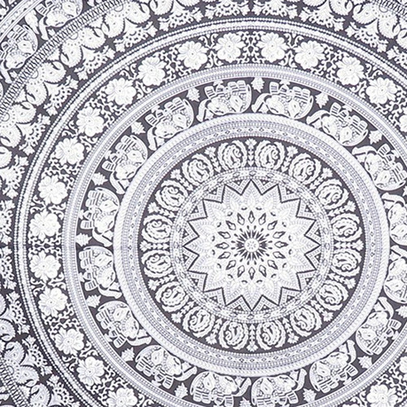 92" X 84" Black And White Mandala Cotton Hanging Tapestry