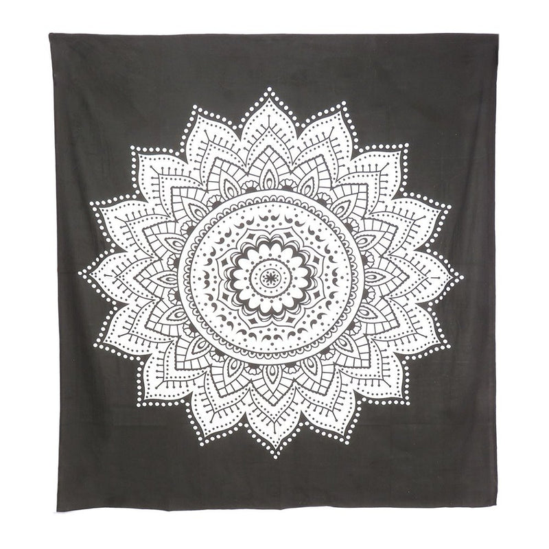 92" X 84" Black And White Mandala Cotton Hanging Tapestry