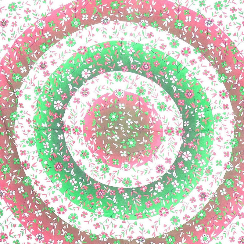 88" X 84" Green Red And White Floral Cotton Hanging Tapestry