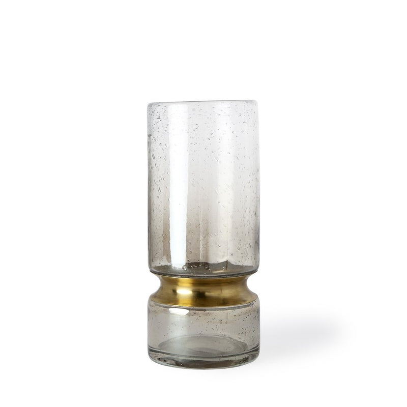 11" Gold Abstract Cylinder Crystal Glass Table Vase