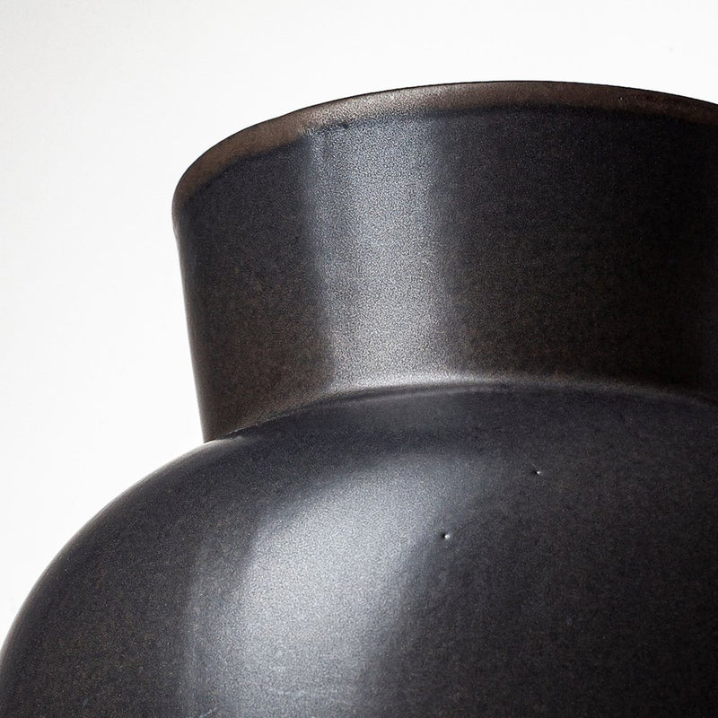 11" Black Abstract Cylinder Ceramic Table Vase