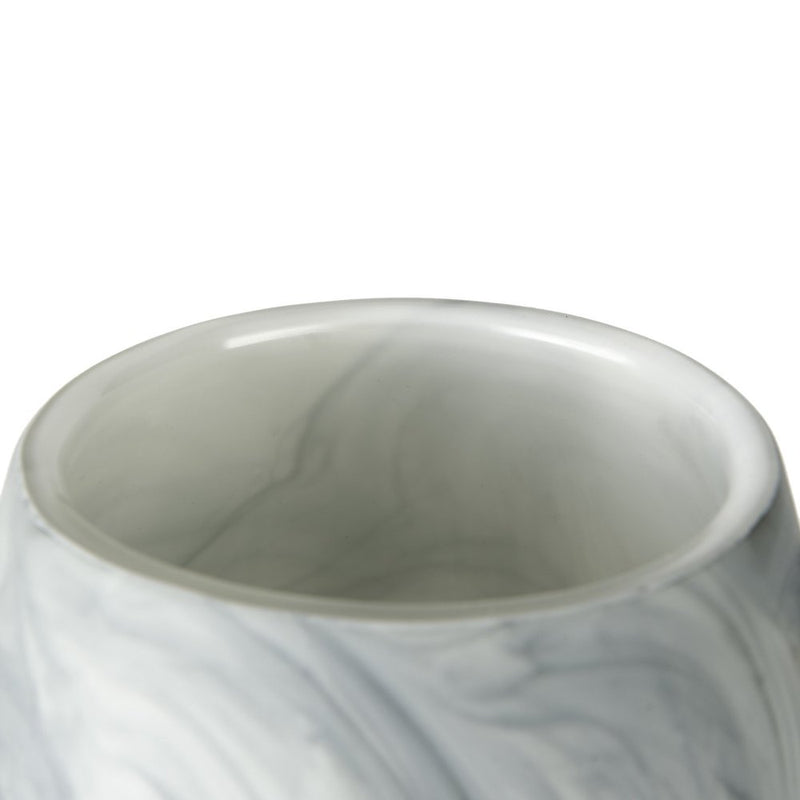 12" Gray And White Abstract Cylinder Crystal Glass Table Vase