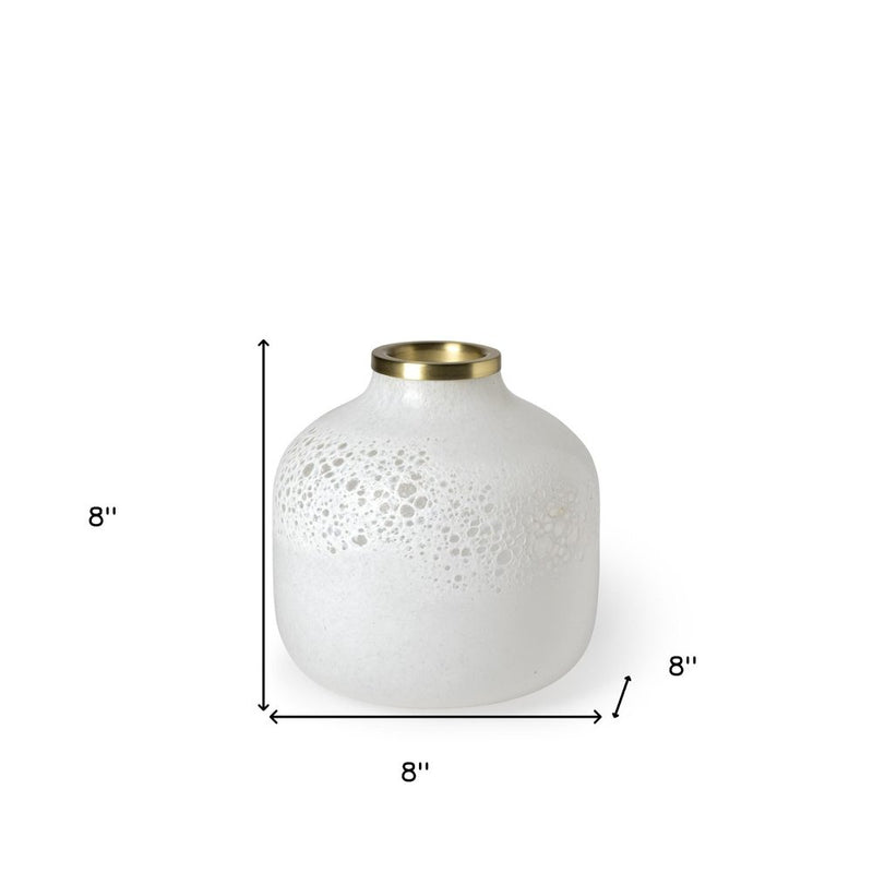 8" White Abstract Cylinder Crystal Glass Table Vase