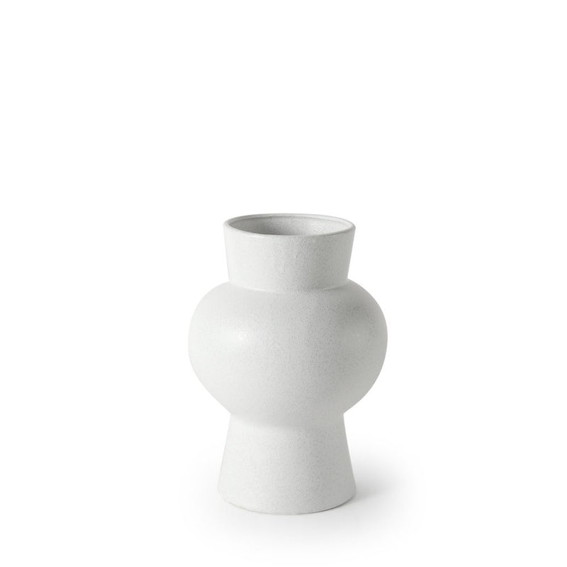 11" White Abstract Cylinder Ceramic Table Vase