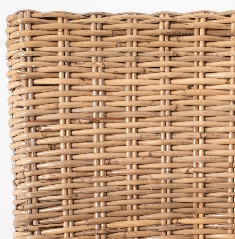 Set of Two Cream And Natural Rattan Dining Arm Chairs