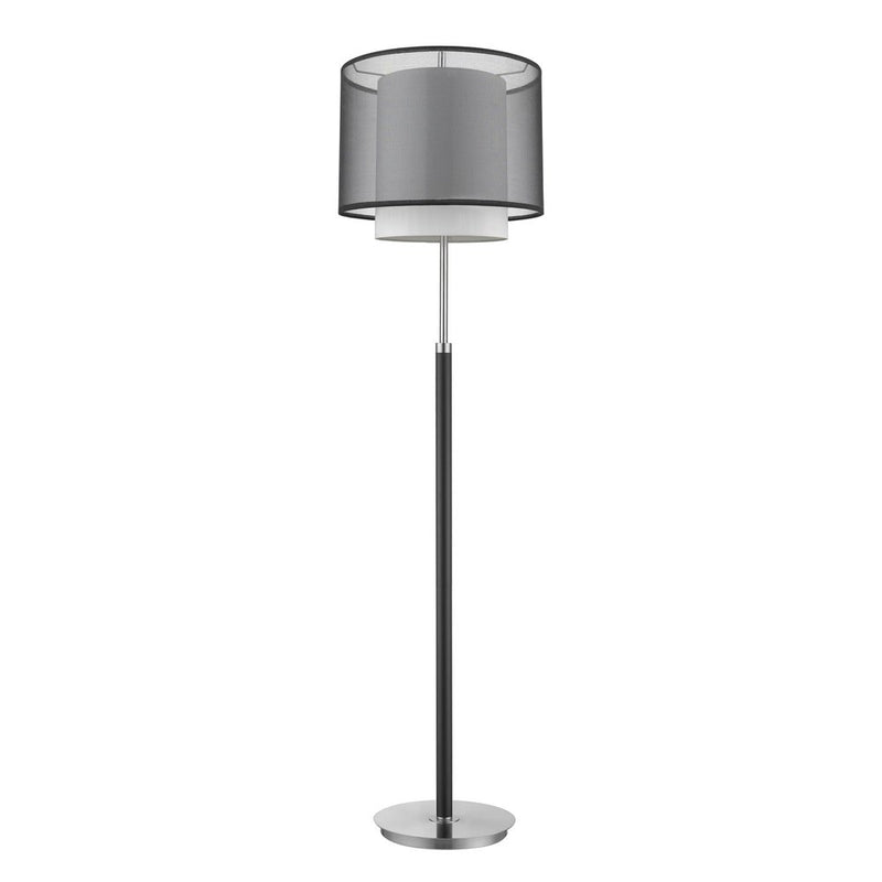 62" Floor Lamp With Black And White Fabric Drum Shade
