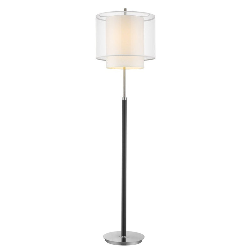 62" Floor Lamp With White Fabric Drum Shade