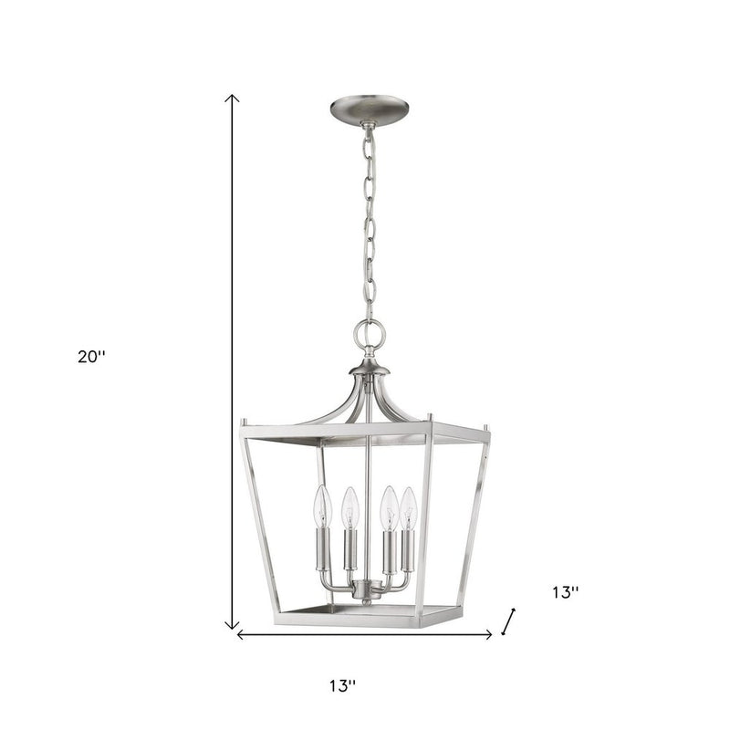 Silver Metal Four Light Dimmable Ceiling Light