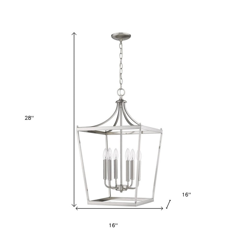 Silver Metal Six Light Dimmable Ceiling Light