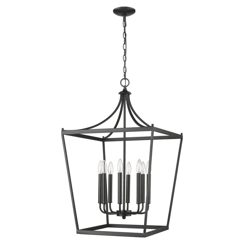 Black Metal Eight Light Dimmable Ceiling Light