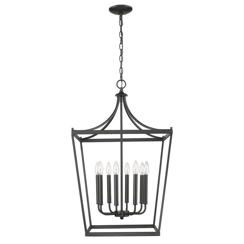 Black Metal Eight Light Dimmable Ceiling Light