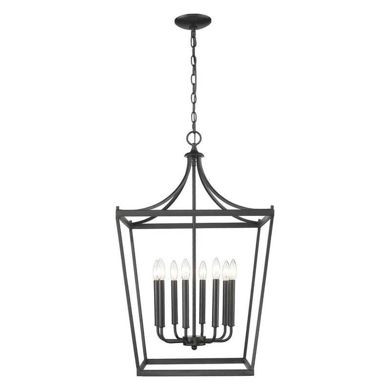 Black Metal Eight Light Dimmable Ceiling Light
