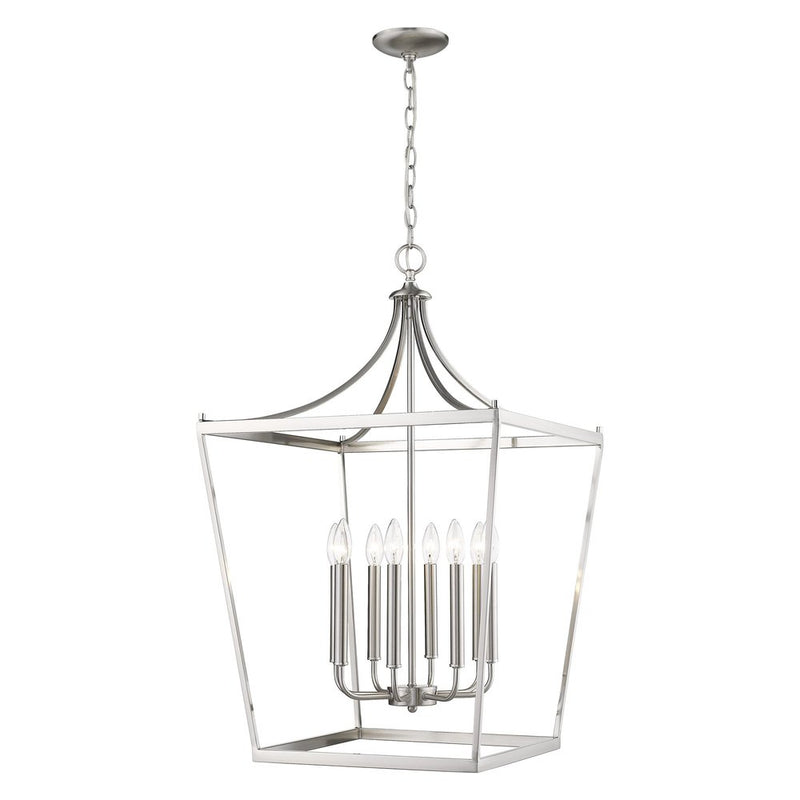 Silver Metal Eight Light Dimmable Ceiling Light