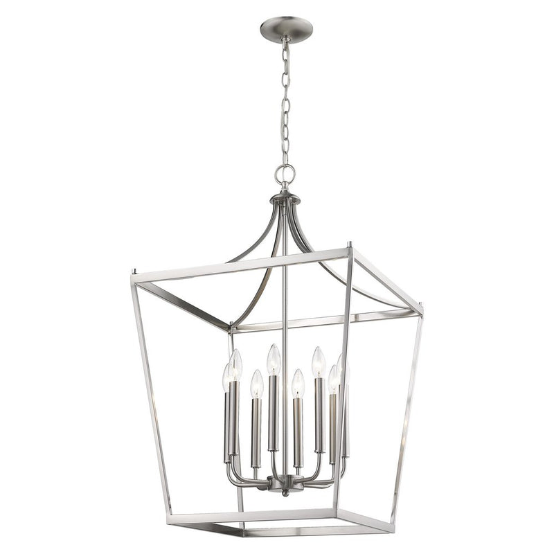 Silver Metal Eight Light Dimmable Ceiling Light