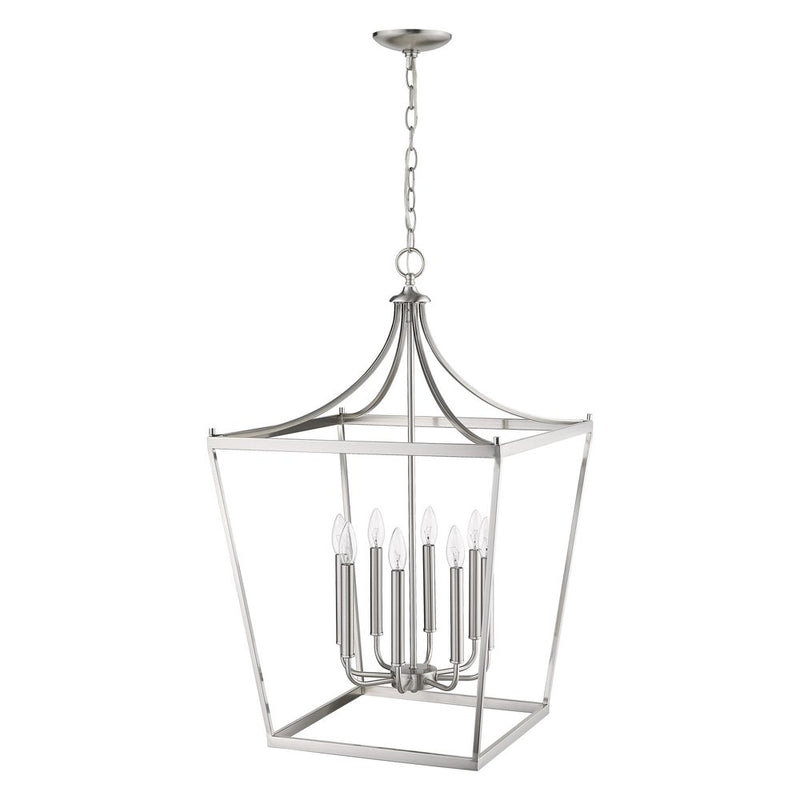 Silver Metal Eight Light Dimmable Ceiling Light