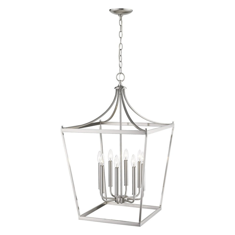 Silver Metal Eight Light Dimmable Ceiling Light