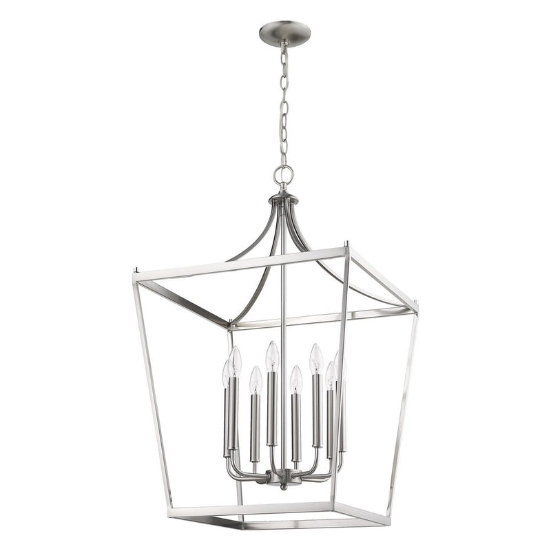 Silver Metal Eight Light Dimmable Ceiling Light