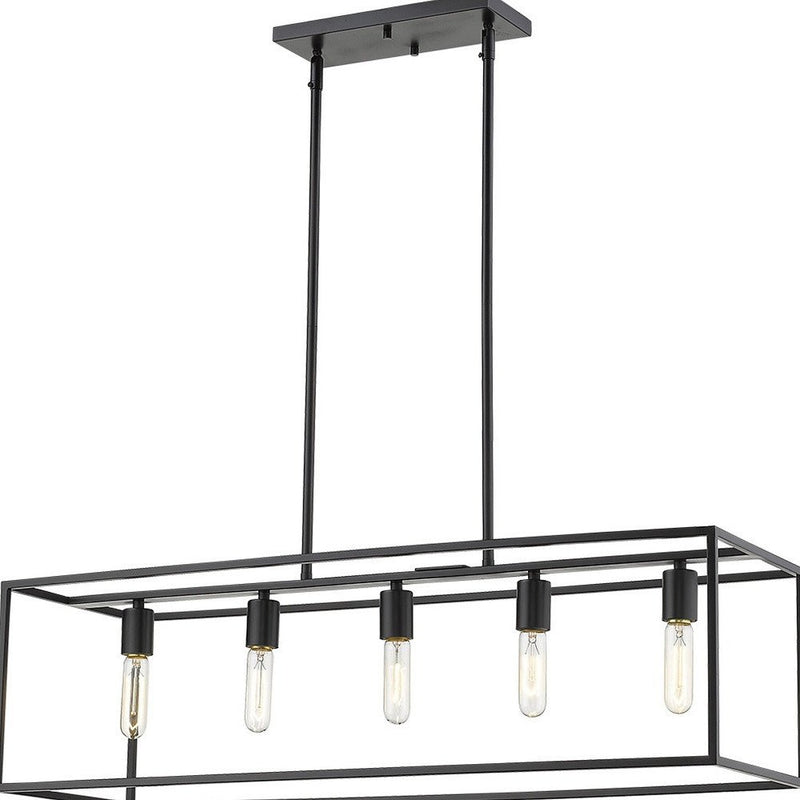 Black Metal Five Light Dimmable Ceiling Light