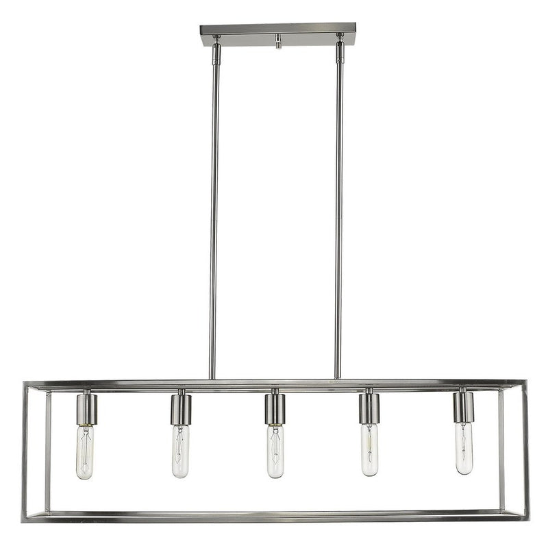 Silver Metal Five Light Dimmable Ceiling Light