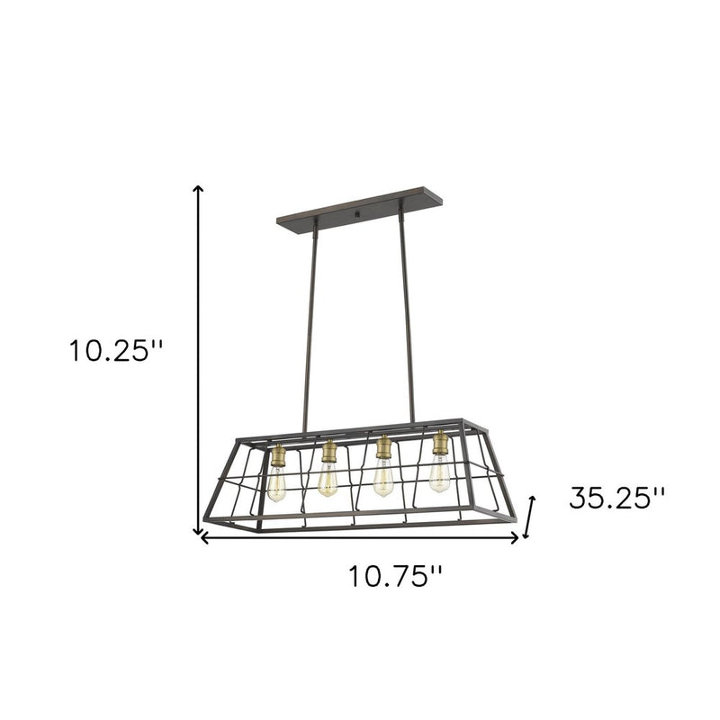 Bronze Metal Four Light Dimmable Ceiling Light