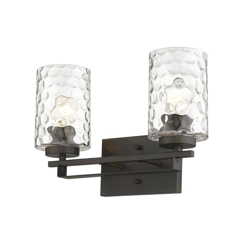 15" Bronze And Clear Steel Two Light Flush Mounted Sconce