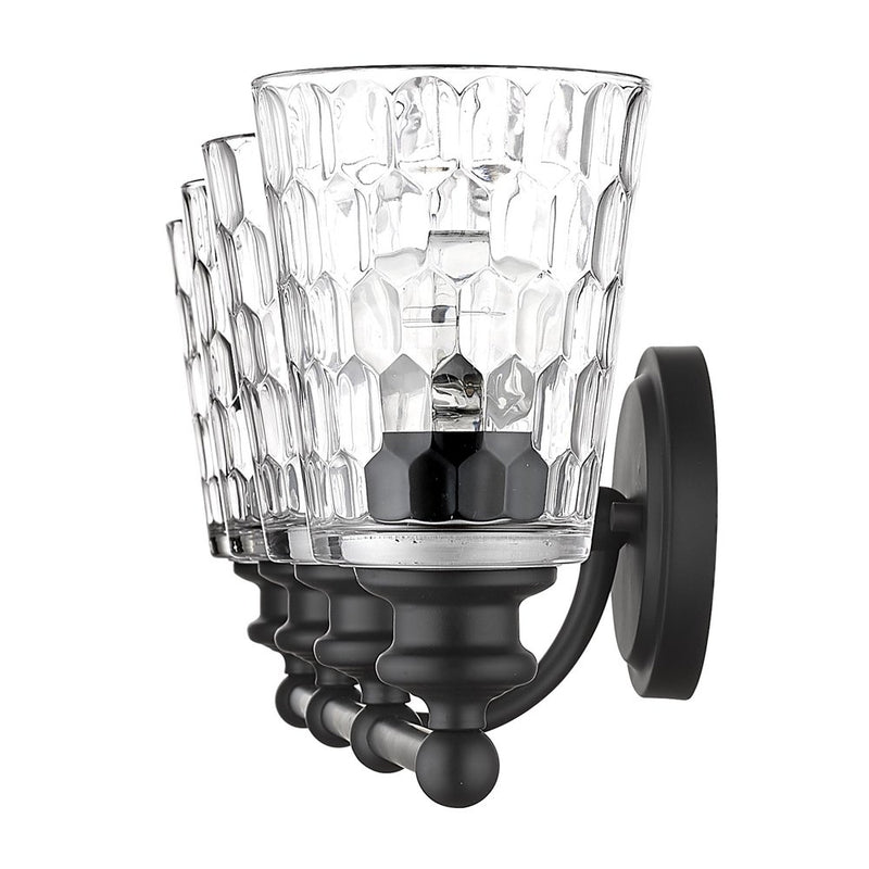 9" Black And Clear Metal and Glass Vanity Flush Mounted Sconce