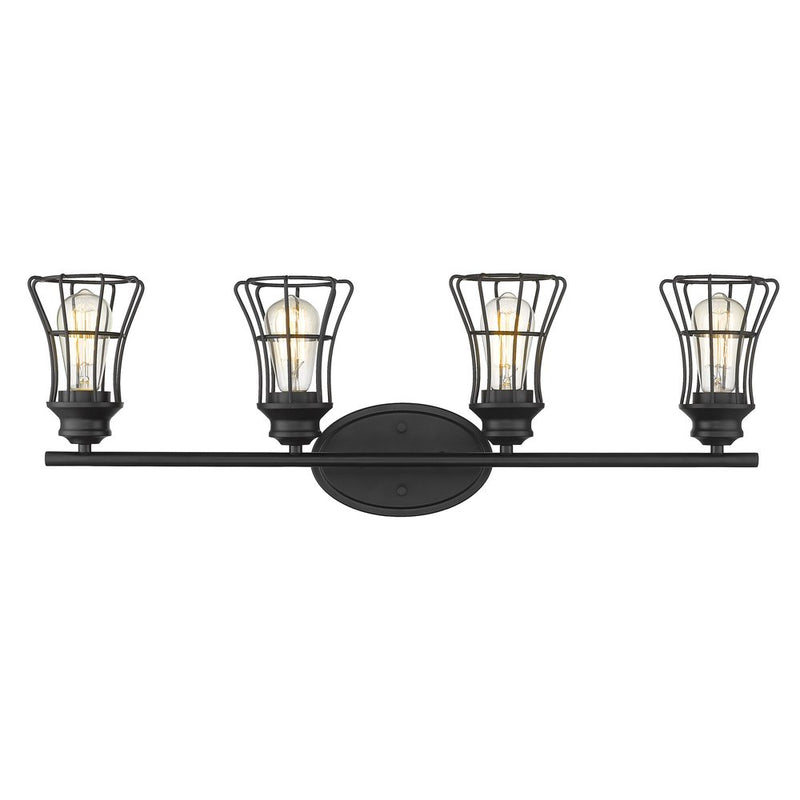 9" Black Metal Vanity Flush Mounted Sconce