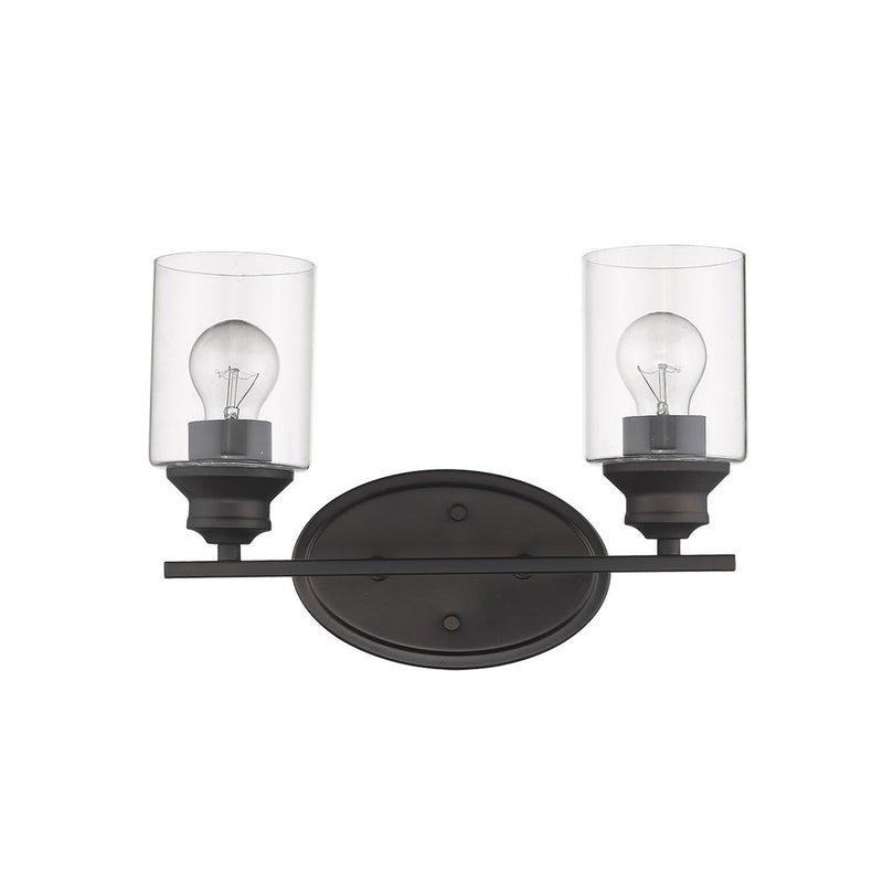 10" Black And Clear Metal and Glass Vanity Flush Mounted Sconce