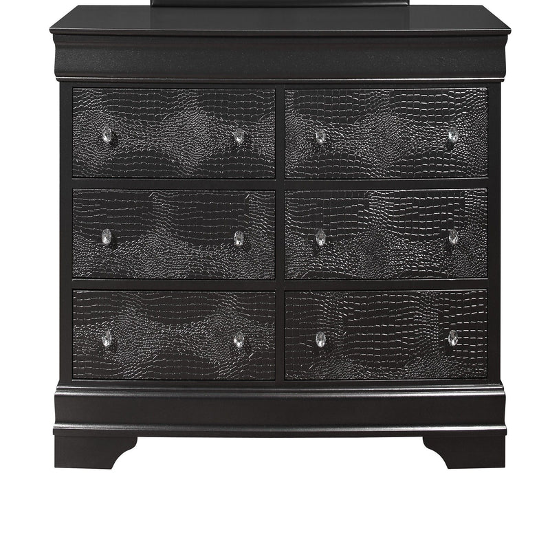 Shaker - 5 Pieces Bedroom Set With Crystal Inspired Tufted Headboard And LED Lighting
